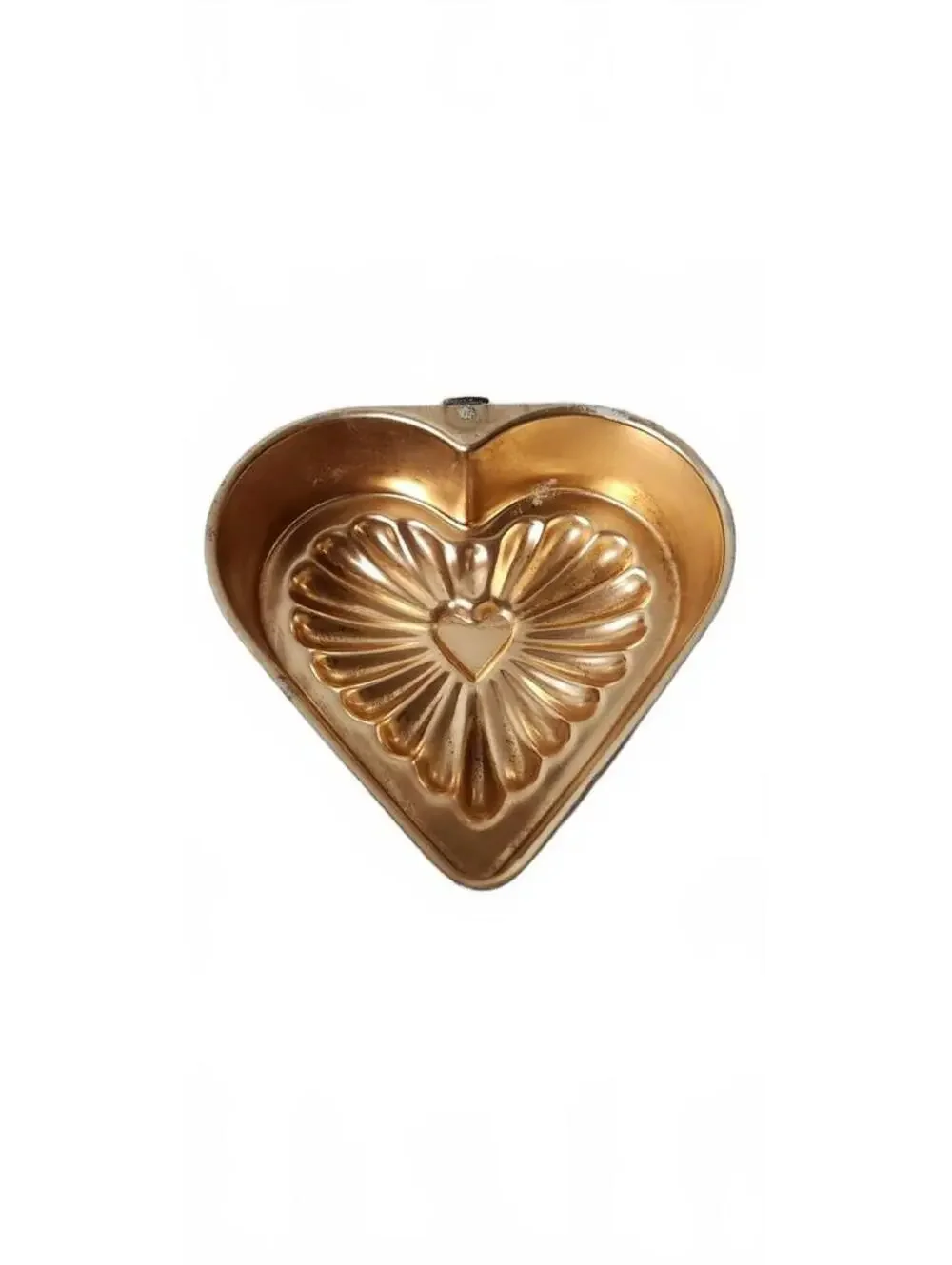Vintage Heart-Shaped Metal Mold with Embossed Design